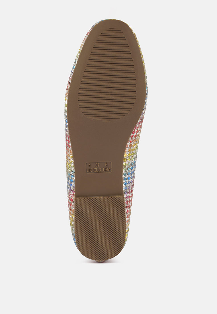 Harriet Glitter Faux Leather Flat Ballerinas - Glamourous Grace