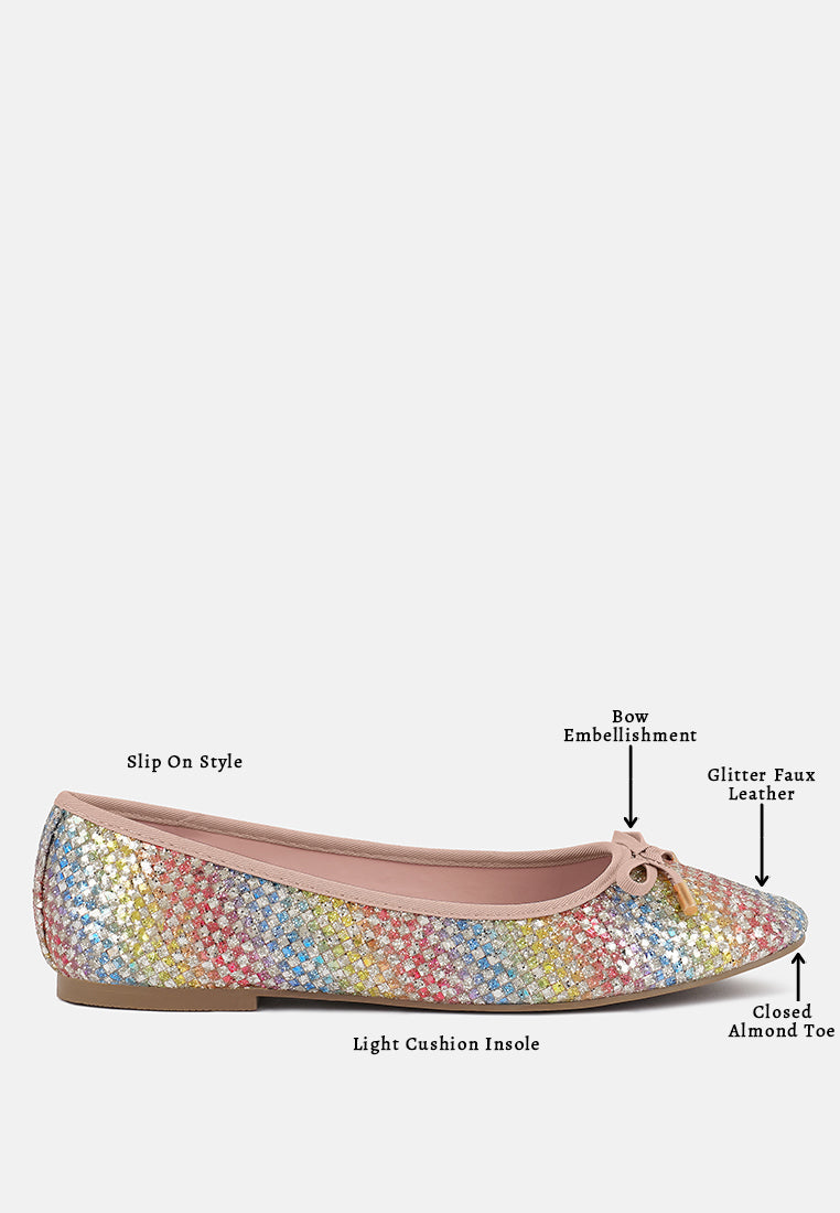Harriet Glitter Faux Leather Flat Ballerinas - Glamourous Grace