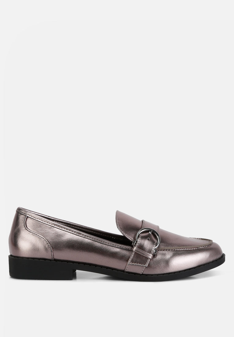 Haruka Metallic Faux Leather Loafers - Glamourous Grace