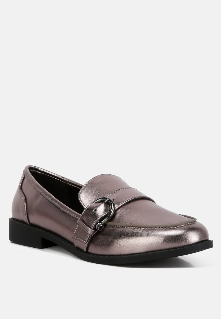 Haruka Metallic Faux Leather Loafers - Glamourous Grace