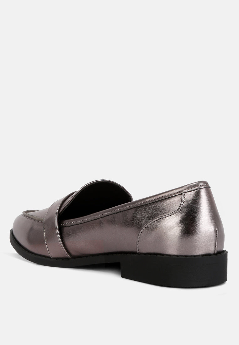 Haruka Metallic Faux Leather Loafers - Glamourous Grace