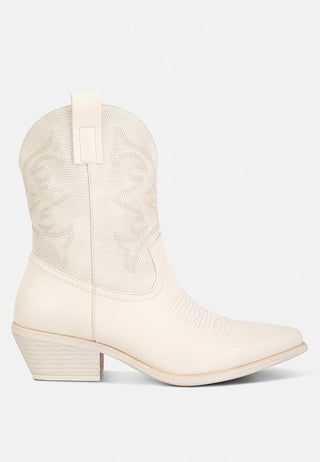 Hasting Patchwork Detail Low Heel Cowboy Boots - Glamourous Grace