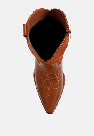 Hasting Patchwork Detail Low Heel Cowboy Boots - Glamourous Grace