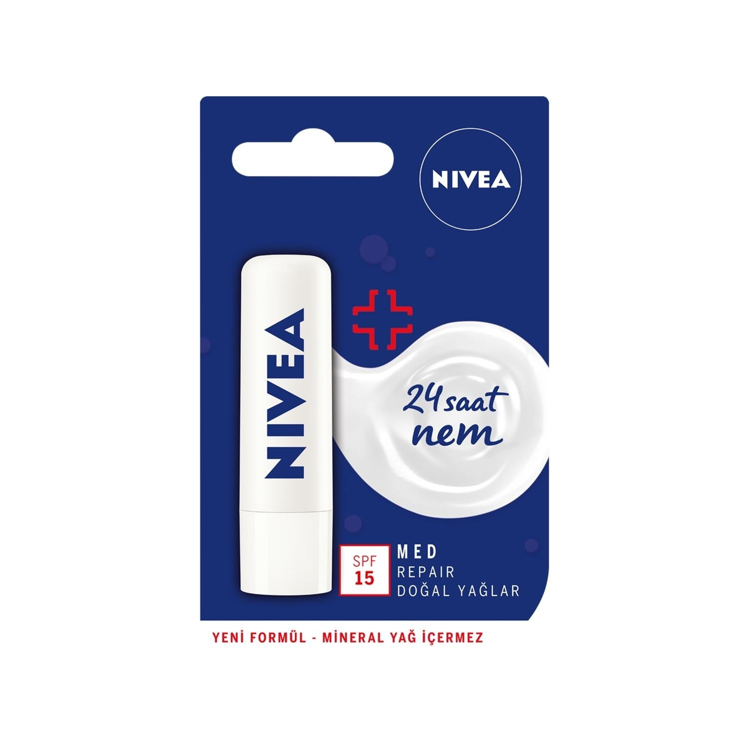 Nivea Lip Stick Med Repair SPF15 - 24 Hour Moisturizing Lip Care with SPF Protection - Glamourous Grace