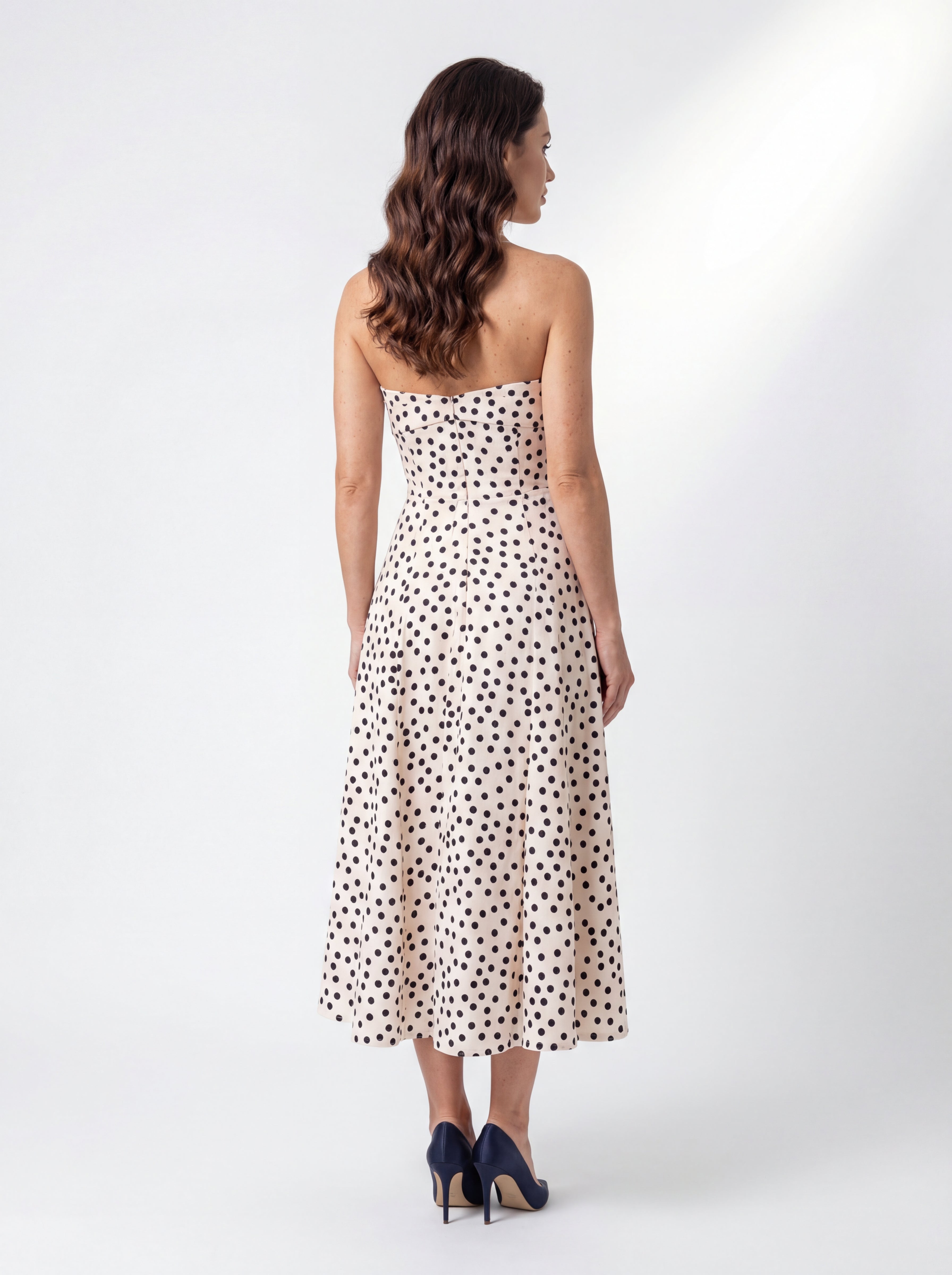 White Polka Dot Strapless Dress, Melissa