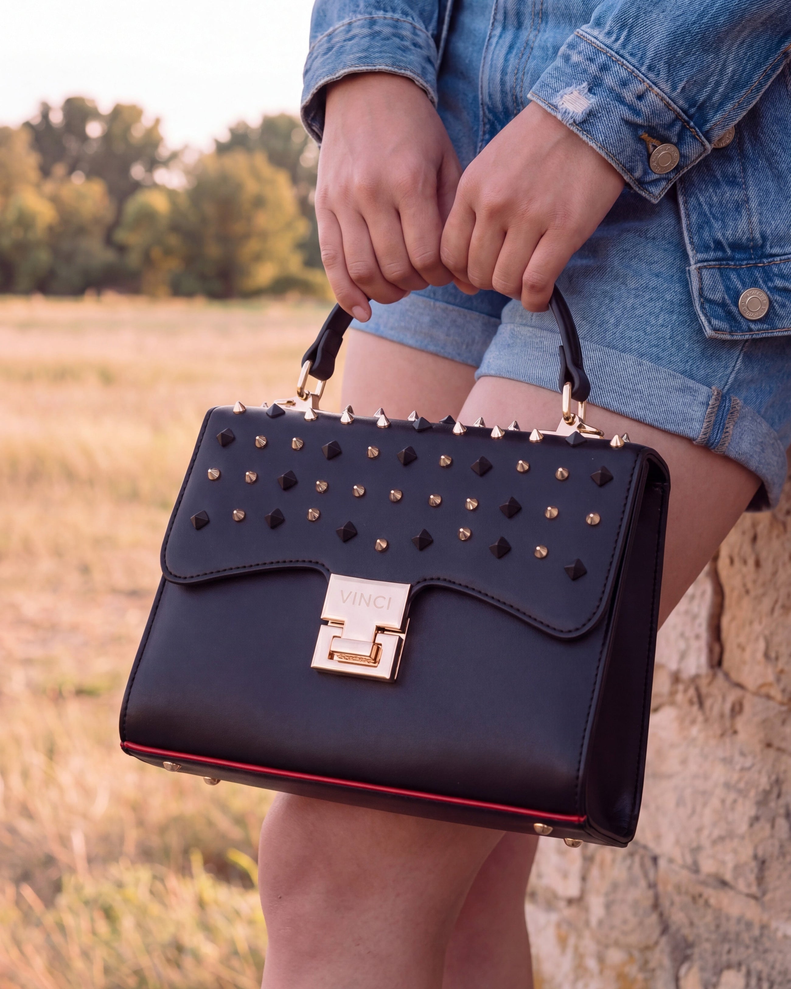 The Infanta Black Spike Leather Ankle Strap Women Sandal - Glamourous Grace