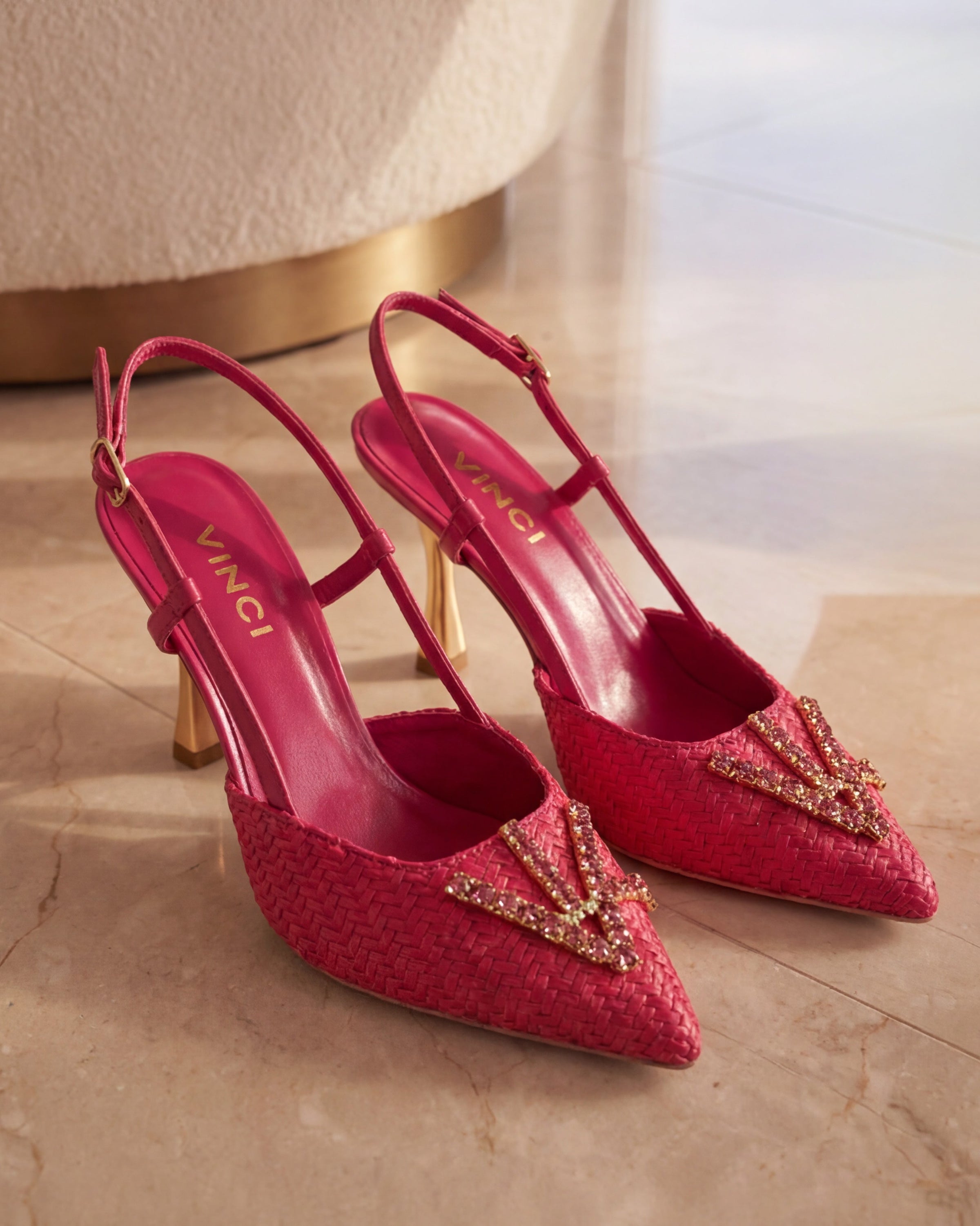 The Luna Fuchsia Leather Slingback Women Sandal - Glamourous Grace