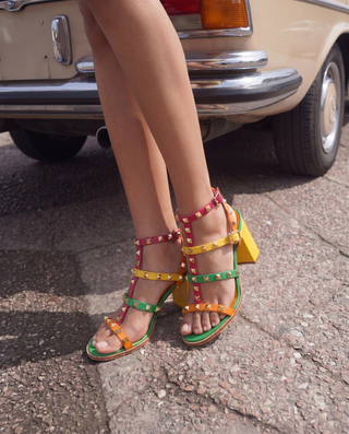 The Nejapa Block Heel Multicolor Leather Women Sandal - Glamourous Grace