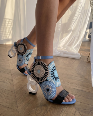 The Parama Blue Leather Ankle Strap Women Sandal - Glamourous Grace