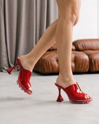 The Caratal Red Patent Leather Women Sandal - Glamourous Grace