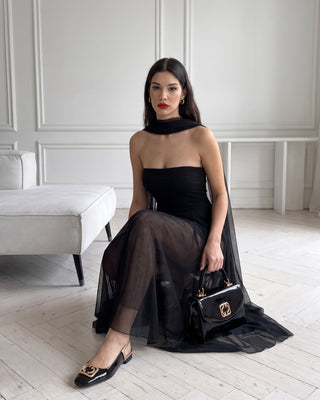 The Rosalinda Black Leather Women Flat Slingback Sandal - Glamourous Grace