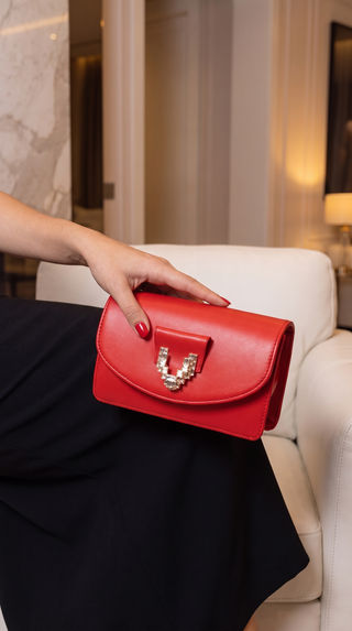 The Love Red Leather Block Heel Pump Women Shoe - Glamourous Grace