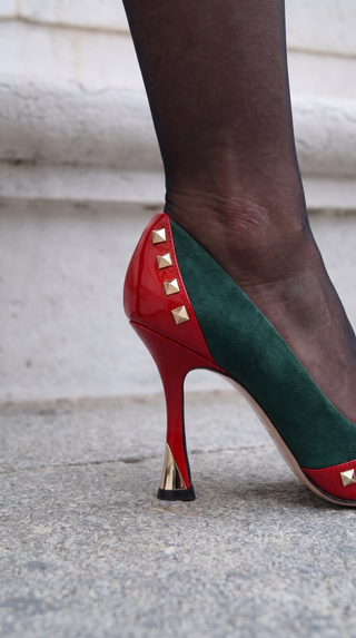 The Bella Vita Studded Red & Green Leather Pump Women Shoe - Glamourous Grace
