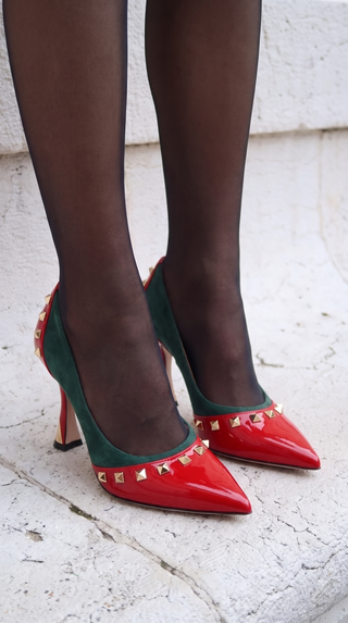 The Bella Vita Studded Red & Green Leather Pump Women Shoe - Glamourous Grace