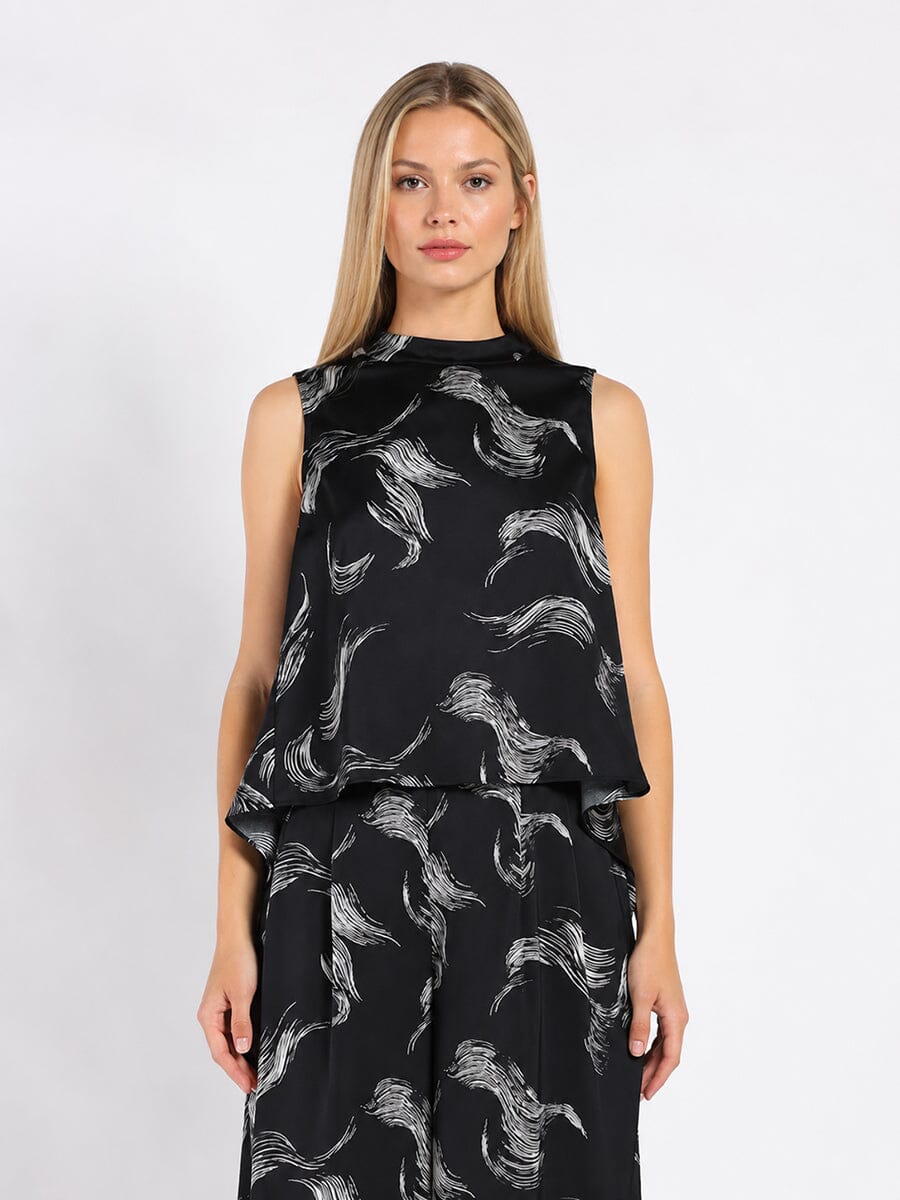 High-Low Sleeveless Printed Shirt - Glamourous Grace