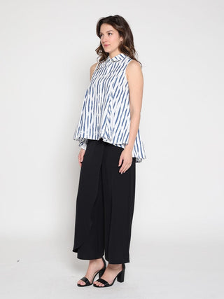 High low sleeveless printed top