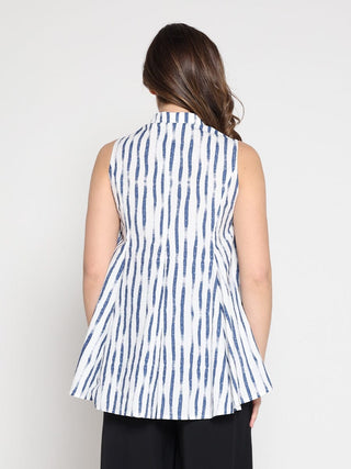 High low sleeveless printed top