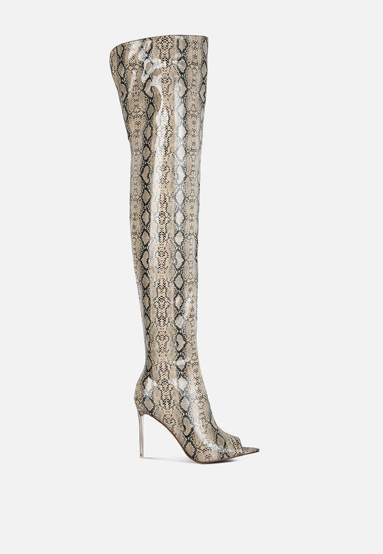 High Drama Snake Print Stiletto Long Boots - Glamourous Grace