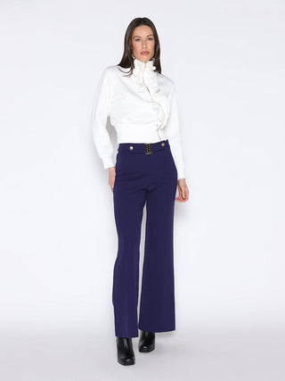 Highneck Scuba Assymetrical Ruffled Zip Jacket - Glamourous Grace