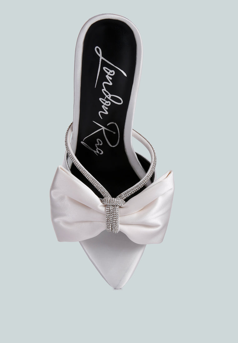 High Tea Rhinestone Bow Embellished Stiletto Sandals - Glamourous Grace