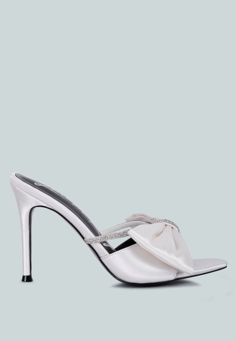 High Tea Rhinestone Bow Embellished Stiletto Sandals - Glamourous Grace