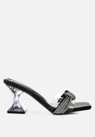 Hiorda Rhinestone Knotted Spool Heel Sandals - Glamourous Grace