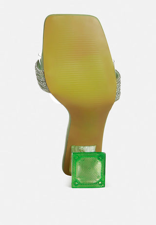 Hiorda Rhinestone Knotted Spool Heel Sandals - Glamourous Grace
