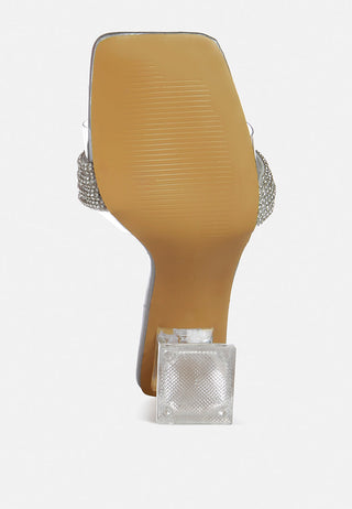 Hiorda Rhinestone Knotted Spool Heel Sandals - Glamourous Grace