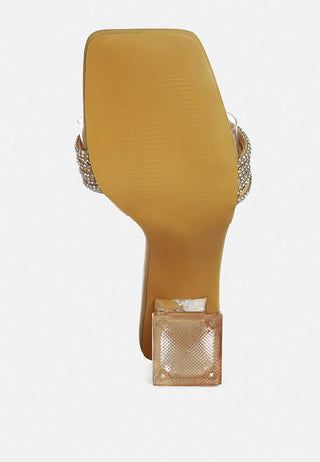 Hiorda Rhinestone Knotted Spool Heel Sandals - Glamourous Grace