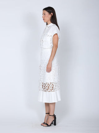 Hollow-Out Lace Embroidered Front Pocket Top