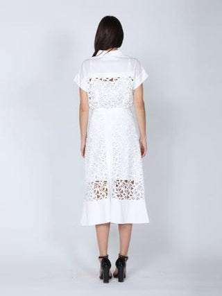 Hollow-Out Lace Embroidered Front Pocket Top