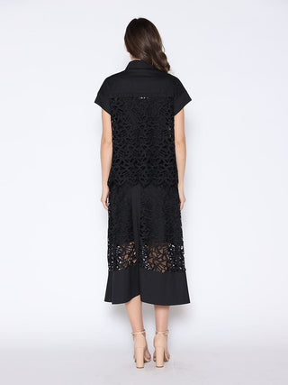 Hollow-Out Lace Embroidered Front Pocket Top