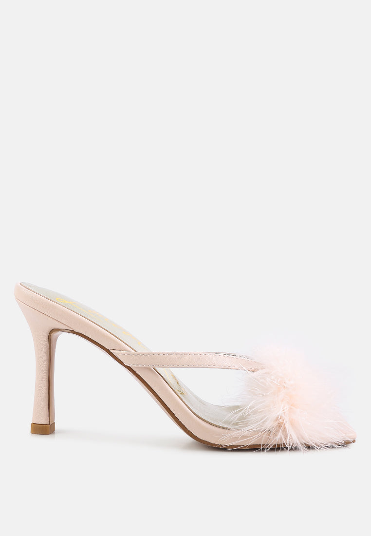 Honeybear Feather Detail Slip-On Sandals - Glamourous Grace