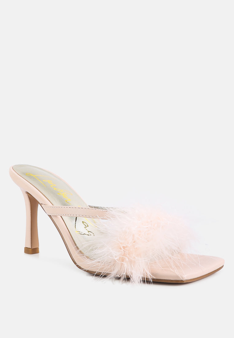 Honeybear Feather Detail Slip-On Sandals - Glamourous Grace