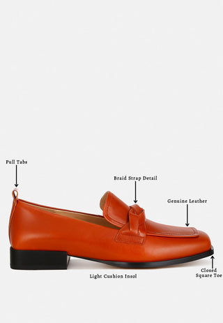 Hostess Genuine Leather Braided Loafers - Glamourous Grace