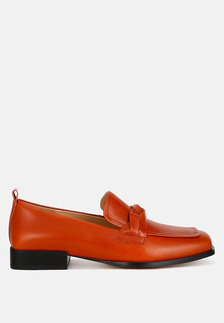 Hostess Genuine Leather Braided Loafers - Glamourous Grace