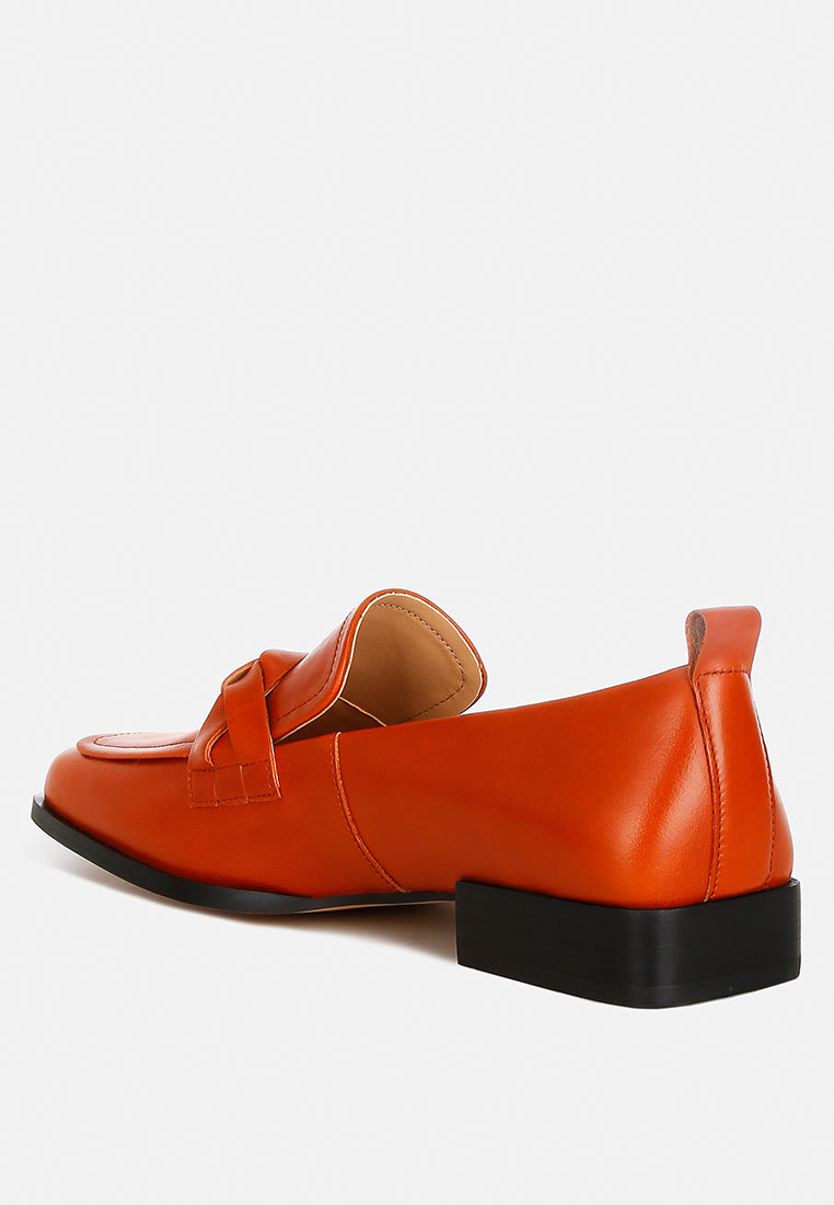 Hostess Genuine Leather Braided Loafers - Glamourous Grace