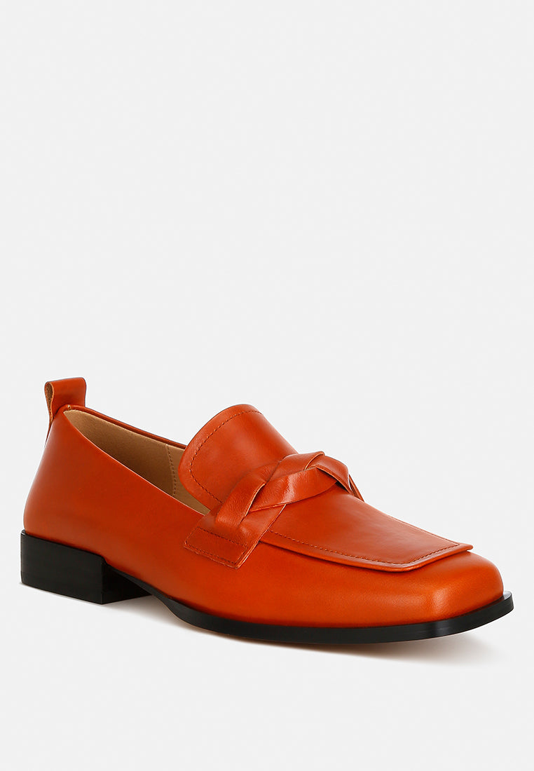 Hostess Genuine Leather Braided Loafers - Glamourous Grace