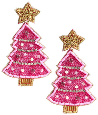 Hot Pink Christmas Tree - Earring - Glamourous Grace