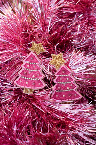 Hot Pink Christmas Tree - Earring - Glamourous Grace