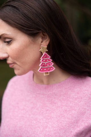Hot Pink Christmas Tree - Earring - Glamourous Grace