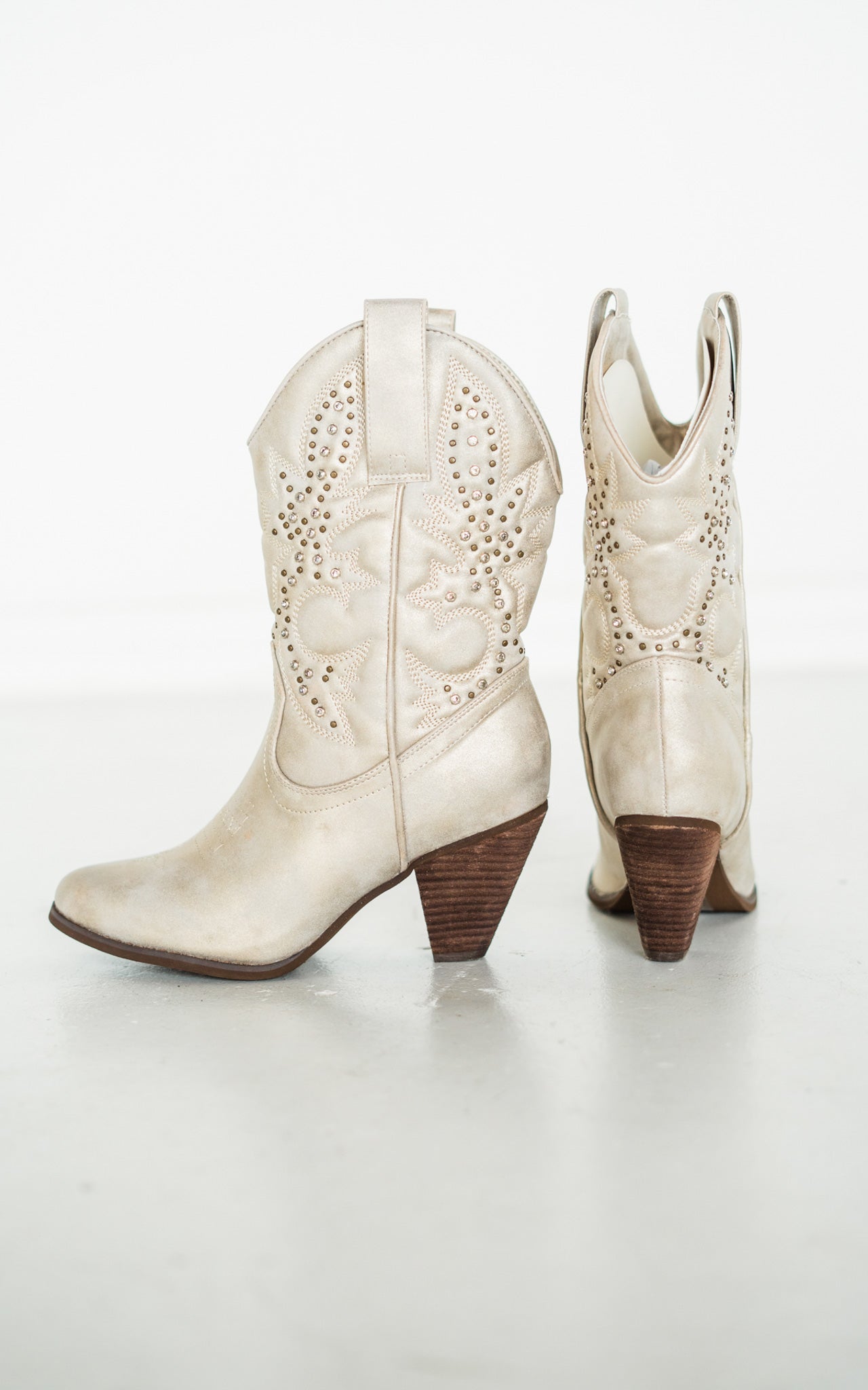 Houston Studded Boots in Champagne - Glamourous Grace