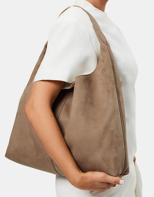 Remi Suede Shoulder Bag Stone - Glamourous Grace
