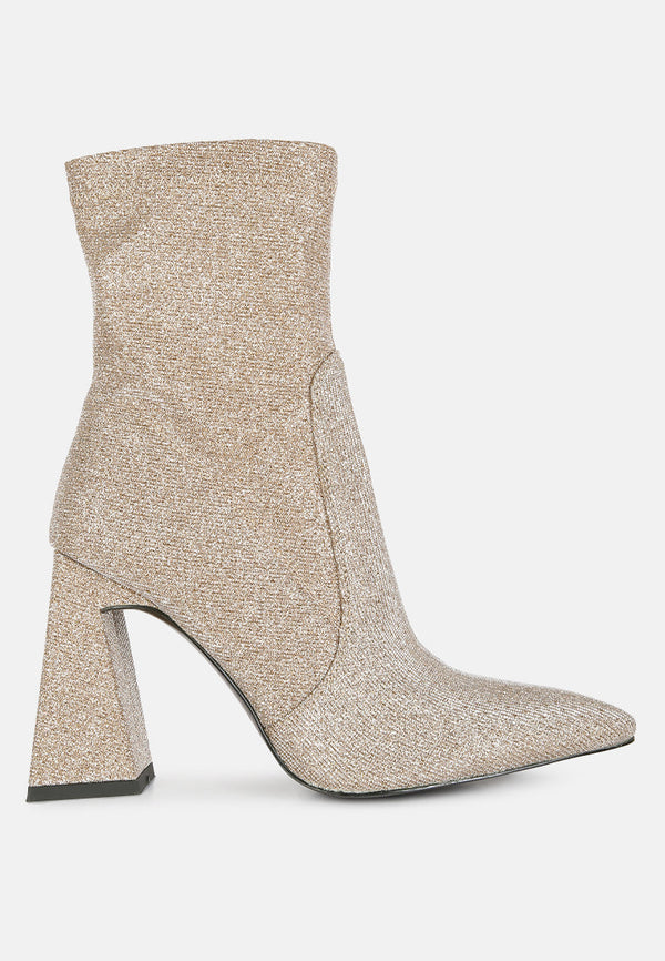 Hustlers Shimmer Block Heeled Ankle Boots - Glamourous Grace