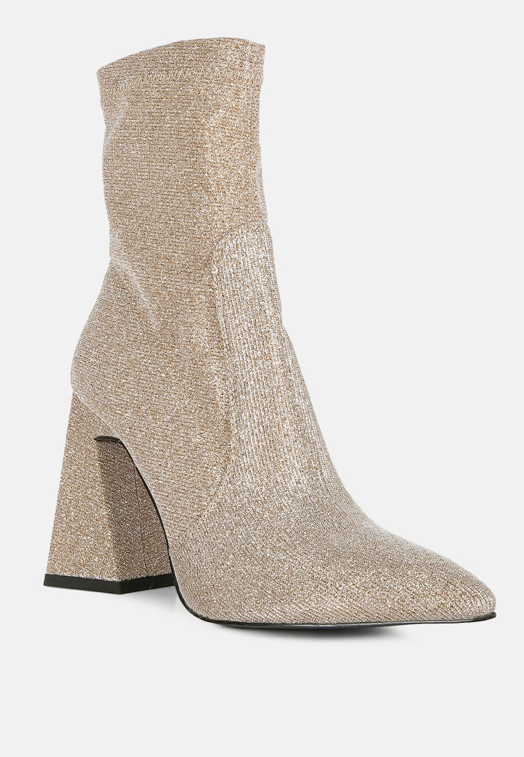 Hustlers Shimmer Block Heeled Ankle Boots - Glamourous Grace