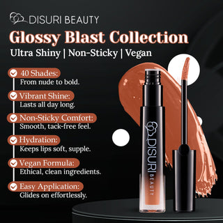 DISURI Beauty Glossy Blast Lip Gloss - Cafe Con Leche (M48)