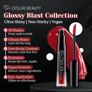 DISURI Beauty Glossy Blast Lip Gloss - Forbidden Red (M61)