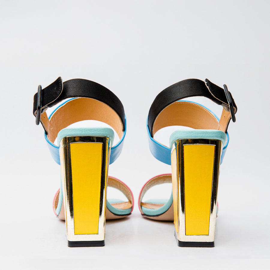 The Niger Multicolor Block Heel Leather Women Sandal - Glamourous Grace