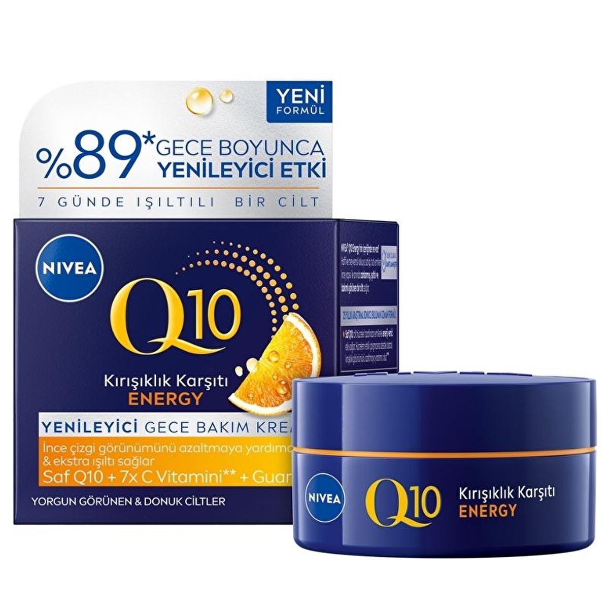 Nivea Q10 Energy Anti-Wrinkle Night Cream: Reduce Fine Lines & Revitalize Tired Skin with Vitamin C, 1.69 fl oz - Glamourous Grace