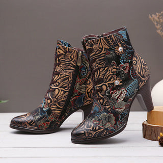 Embroidery Floral Handmade Genuine Leather Boots